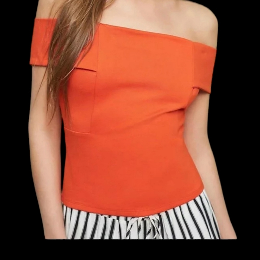 Anthropologie Deletta off shoulder orange top